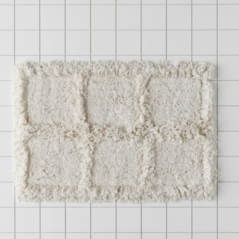 Urban Outfitters Shaggy Grid Bath Mat NWT